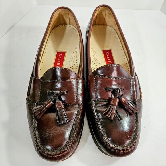 Cole Haan Pinch Shawl Tassel Brown Leather Men's Slip On Classy Loafer Size 10 - Picture 1 of 5